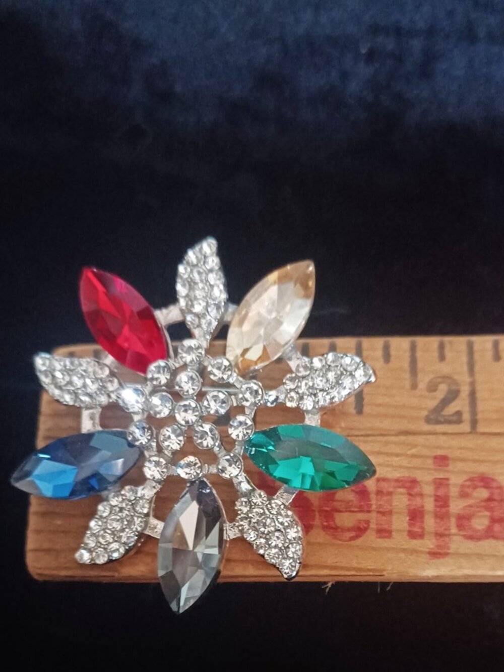 Mullti Colored Rhinestone Brooch - Picture 3 of 4